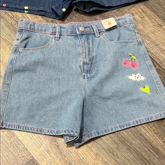 Kids Denim Shorts with Heart and Cherry Designs - Picture 2 of 16
